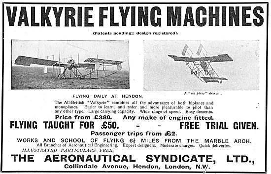 The Valkyrie Flying Machine From Aeronautical Syndicate Ltd. £380