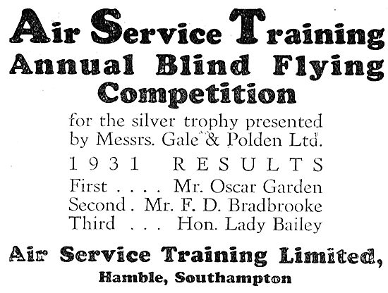 The Air Service Training. AST Annual Blind Flying Competition    