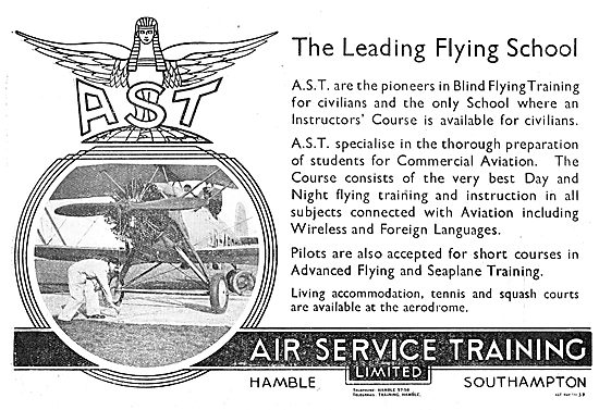 Air Service Training. AST. The Leading Flying School             