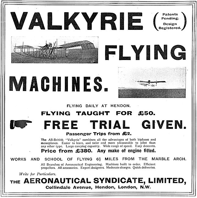 The Aeronautical Syndicate Valkyrie Aeroplanes.                  
