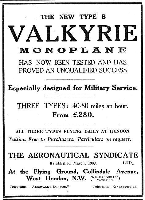 The Aeronautical Syndicate - Valkyrie Type B Monoplanes          