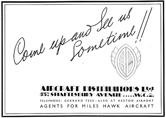 Aircraft Distributors Ltd. heston. Agents For Miles Aircraft 1934