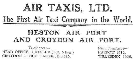 Air Taxis Ltd. Heston & Croydon 1930                             