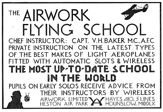 The Airwork Flying School At Heston.  CFI Capt V.H.Baker         