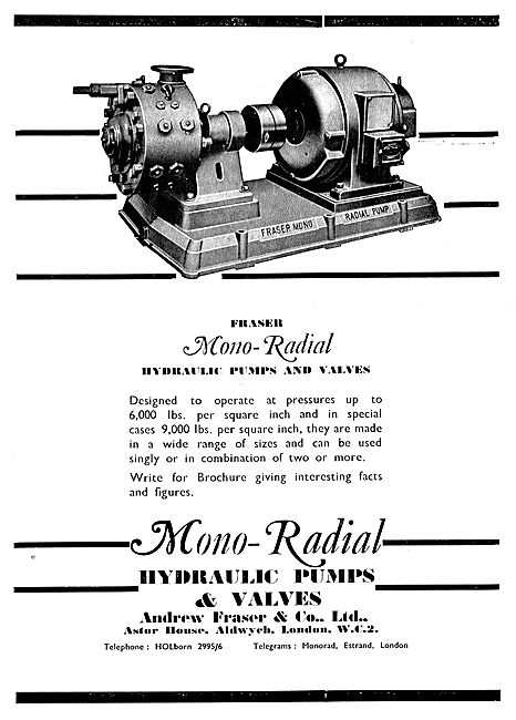 Fraser Industrial Hydraulic Pumps & Valves 1943 Advert           