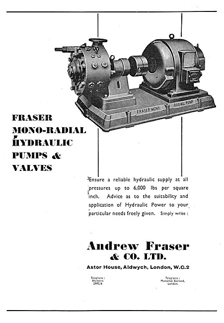 Fraser Industrial Mono-Radial Hydraulic Pumps                    