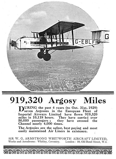 Armstrong Whitworth Argosy - Imperial Airways.                   