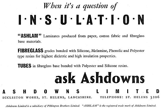 Ashdowns Ltd. Eccleston Works St Helens. Insulation. Ashlam      