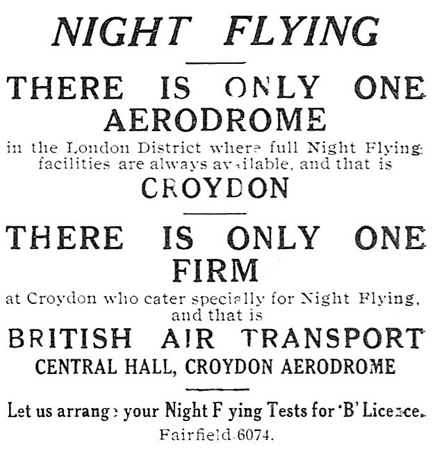 B.A.T. British Air Transport. Croydon. Flying Training           