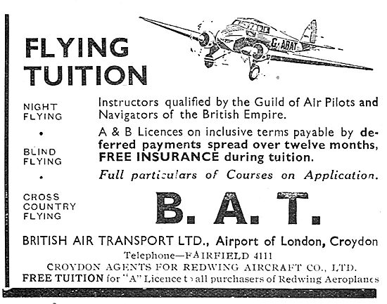 British Air Transport - BAT. Flying Tuition Croydon              