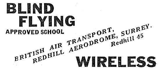 British Air Transport Redhill - Blind Flying & Wireless Training 