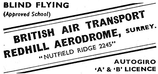 BAT: British Air Transport. Redhill. Flying Training             