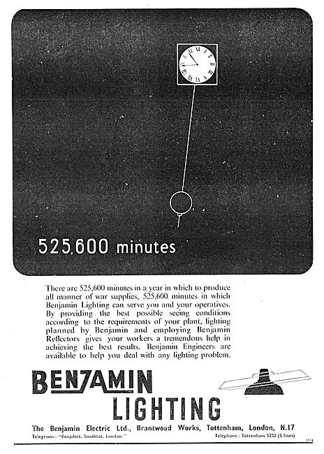 Benjamin Electric - Benjamin Factory Lighting 1942 Advert        