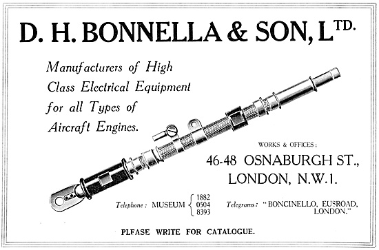 D.H.Bonella Electrical Equipment For Aircraft 1929               