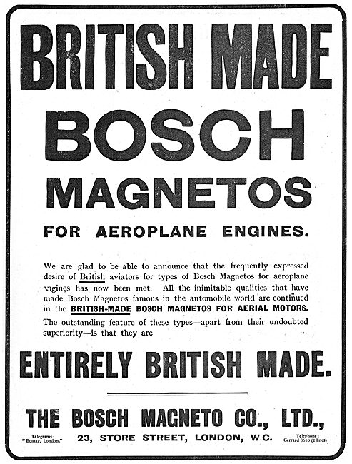 British Made Bosch Aeroplane Magnetos                            