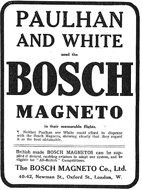 Paulhan & White Used Bosch Magnetos In Their Memorable Flights   