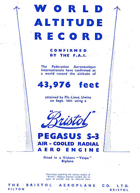 Bristol Pegasus S3 Aero Engine World Height Record Vespa         
