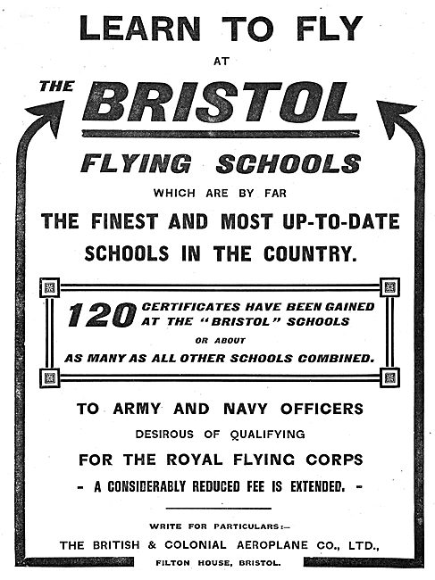 Bristol Flying Schools Offer Reduced Fees To Army & Navy Officers