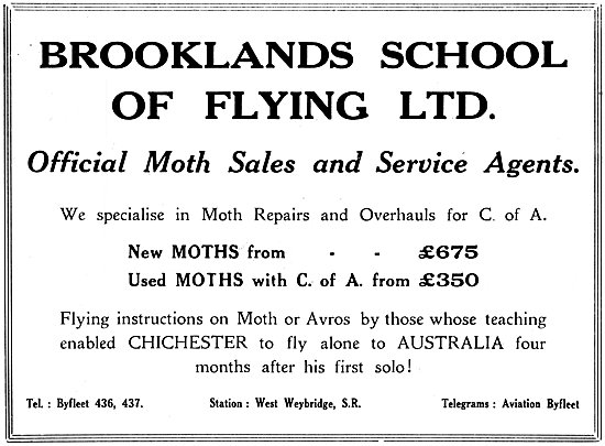 Brooklands School Of Flying 1930                                 