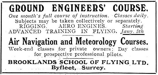 Ground Engineers' Courses At The Brooklands School Of Flying     