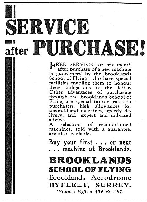 Brooklands School Of Flying - Service After Purchase             