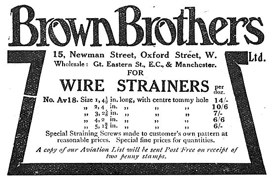 Brown Brothers Aeroplane Wire Strainers                          