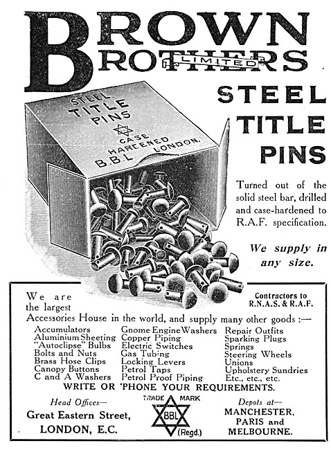 Brown Brothers Steel Title Pins                                  