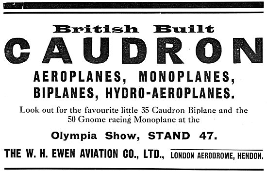Caudron Aeroplanes 1913 - W.H.Ewen Aviation                      