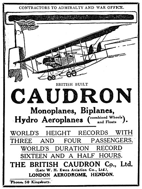 British Caudron Biplanes & Monoplanes. W.H.Ewen                  