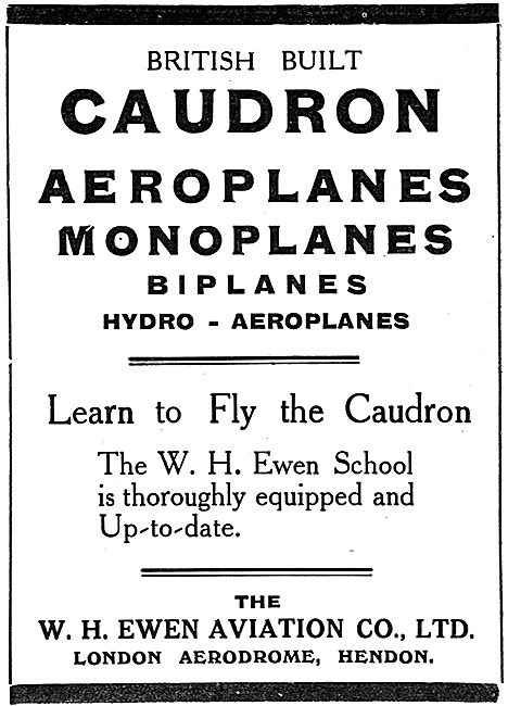 Caudron Biplanes & Monoplanes. Sole UK Agents W.H.Ewen           