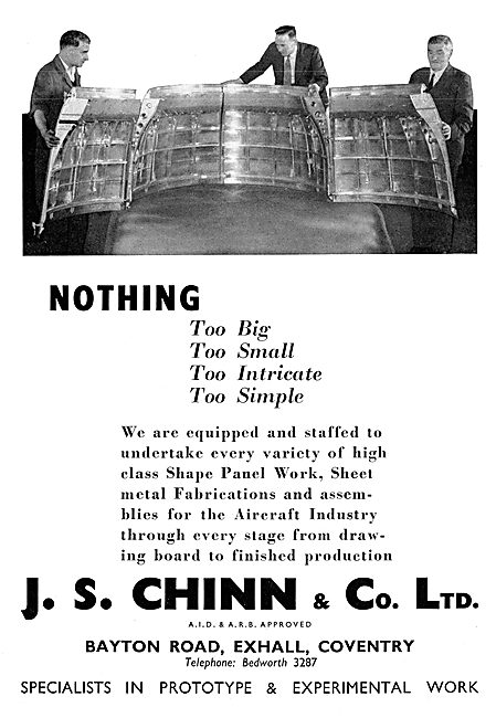 J.S.Chinn & Co. Exhall.Coventry. Aircraft Sheet Metal Work       