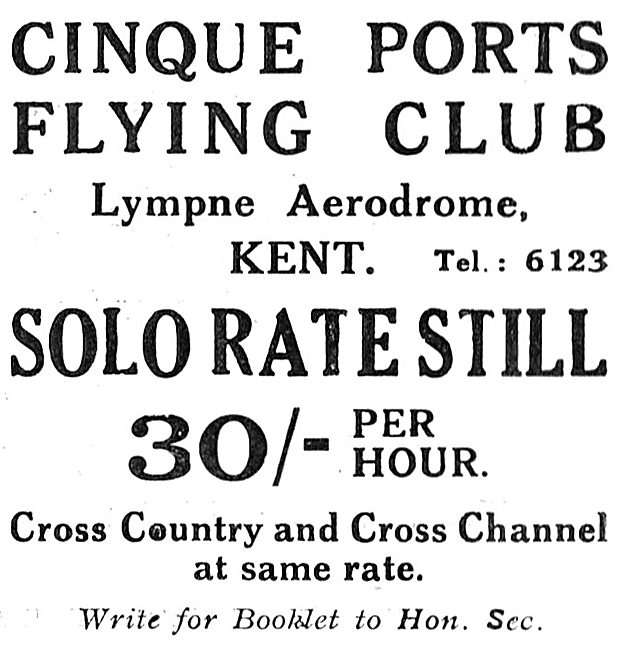 Cinque Ports Flying Club Lympne 1931                             