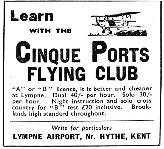 Cinque Ports Flying Club Lympne 1933                             