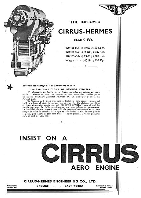 Cirrus-Hermes Mark IVA  Aero Engine                              