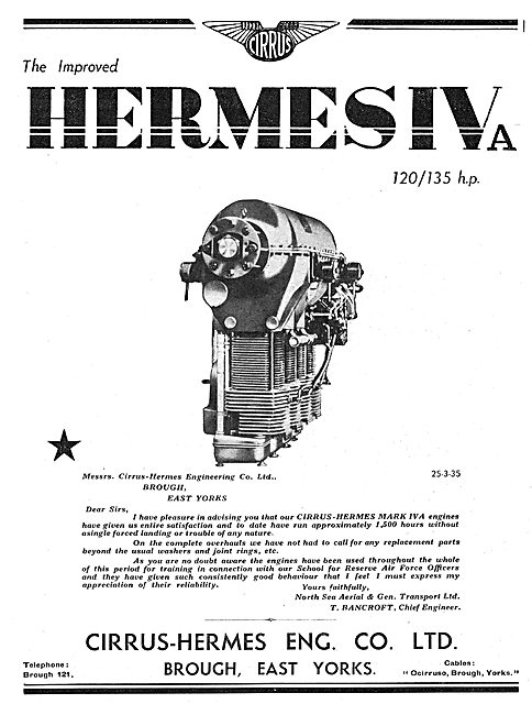 Cirrus Hermes IVa Aero Engine                                    