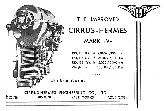 Cirrus-Hermes Mark IVa  Aero Engine                              