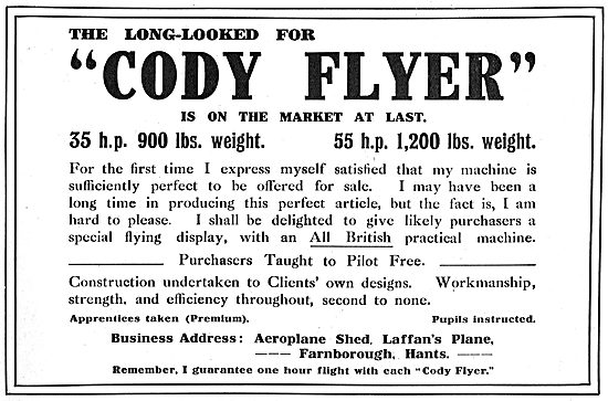 The Long Looked For Cody Flyer Is On The Market At Last.         