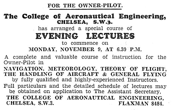 The College Of Aeronautical Engineering 1931                     