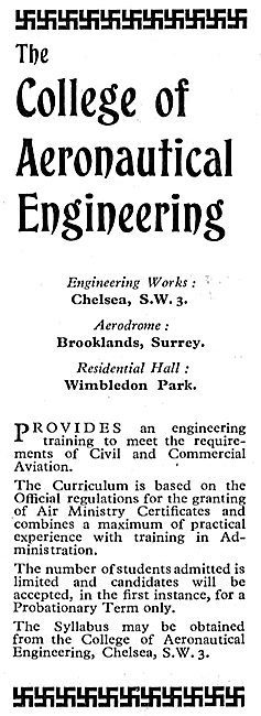 The College Of Aeronautical Engineering 1933                     