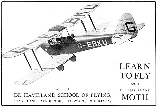 De Havilland SChool Of Flying. Stag Lane. Moth G-EBKU            