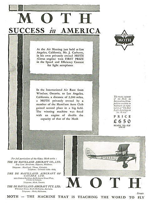 De Havilland Cirrus Moth - Success In America                    