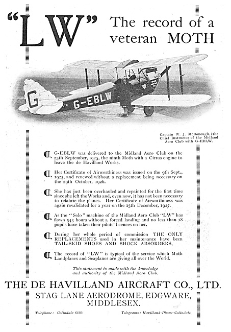 G-EBLW The Record Of A Veteran De Havilland Cirrus Moth          