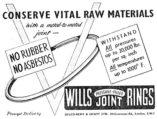 Delco-Remy. Wills Pressure Filled Joint Rings 1943               