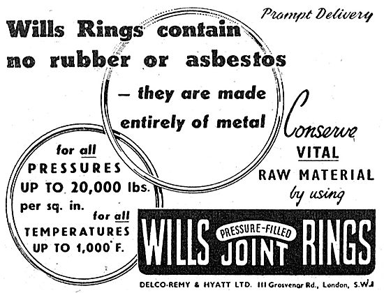 Delco-Remy. Wills Pressure Filled  All Metal Joint Rings         