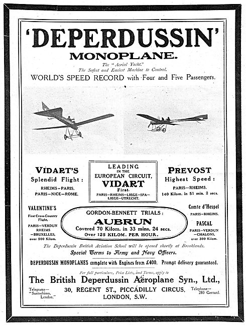 British Deperdussin Monoplane - Vidart Prevost Valentine         