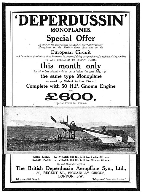 British Deperdussin Monoplane                                    
