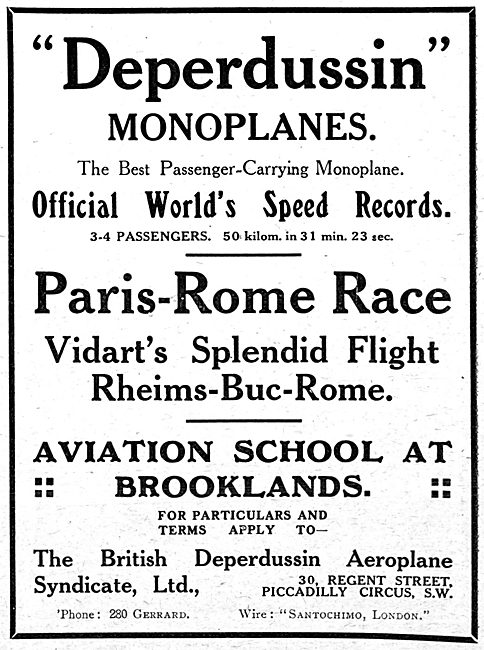 British Deperdussin Monoplanes & Flying School Brooklands        