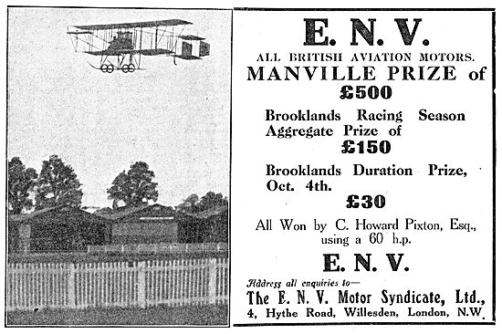 ENV Aviation Motors: C.Howard Pixton  Manville Prize Brooklands  