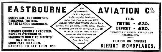Eastbourne Aviation - Tuition On Genuine Bleriot Monoplanes      