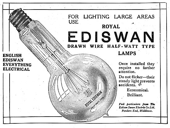 Edison Swan Drawn Wire Half-Watt Lamps For Aircraft Factories    